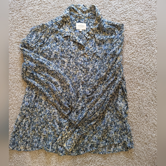 Sezane Tianna Shirt In Blue Floral Size 38 / US 6 / M - Picture 6 of 12